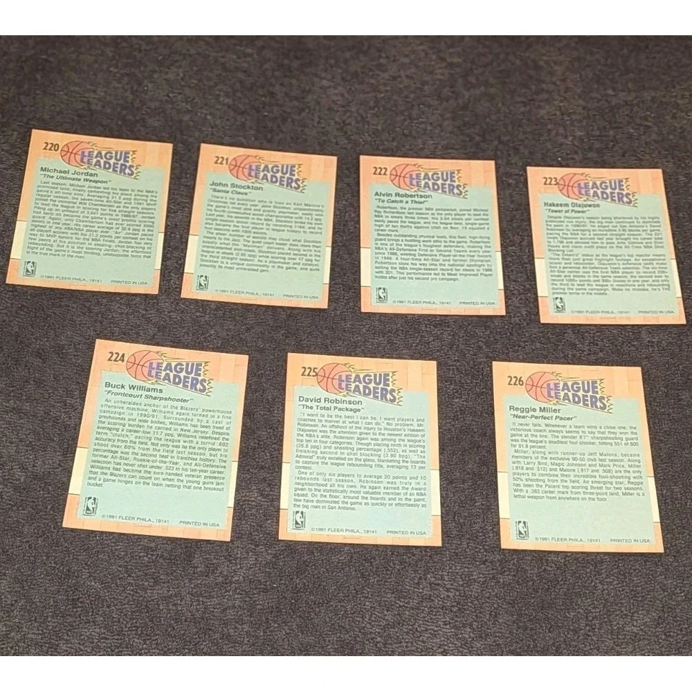 1991 Fleer Basketball League‎ Leaders Subset 7 Card Lot Jordan Olajwan